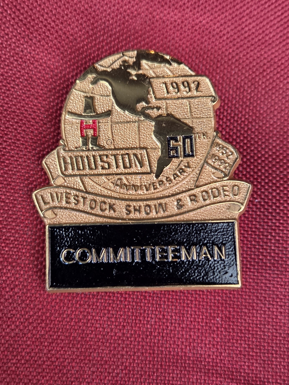 Houston Livestock Show & Rodeo 1992 60th Anniv Committeeman Pin HLSR Vintage